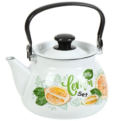 Чайник эмалированный с металлической ручкой 3,5 л, белый Керченский металлургический завод 42104-132/6-У4БЕЛ Лимон