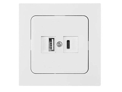 Розетка с двумя USB-разъемами скрытая белая, Astrum РП5-5562 Bylectrica РП5-5562