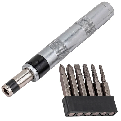 Ударно-поворотная отвертка с набором бит и экстракторами резьбы 7 пр ForceKraft FK-5064V