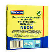 Бумага для заметок "Donau", 76x76 мм, 100 листов, желтый неон