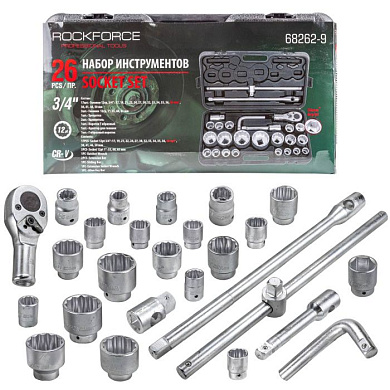 Набор инструментов 26 пр. 3/4", 12-гр. RockForce RF-68262-9