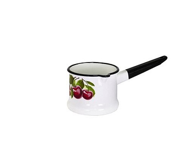 Ковш эмалированный без крышки 1 л, белый "Черешенка" Керченский металлургический завод 90104-072/4БлЧер