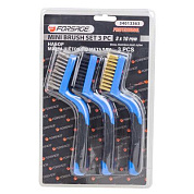Набор щеток-мини по металлу в пластиковом корпусе с прорез. рукоятками 3 пр., нержавеющая сталь, латунь, 3х10 рядов Forsage F-34013363