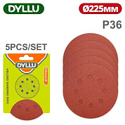 Шлифовальный круг 225 мм P36 8 отв. 5 шт DYLLU DTZA5151