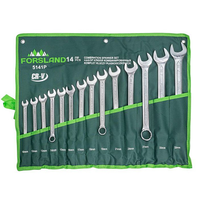 Набор ключей комбинированных 14 пр., 10, 12-19, 21, 24, 27, 30, 32 мм Forsland Forsland-5141P