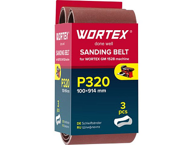 Шлифлента 100x914 мм P320 бесконечная 3 шт. для станка GM 1528 WORTEX 1325978