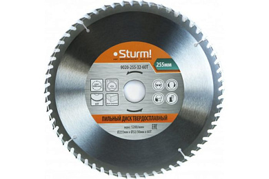 Диск пильный 255×32×2,7 мм, 60 зубов, по дереву, Sturm! 9020-255-32-60T