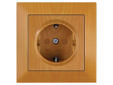 Розетка 1-ая, скрытая, с/з, шторки, дуб, DARIA, 16 A, 250 V, IP 20, Mutlusan 21206050258