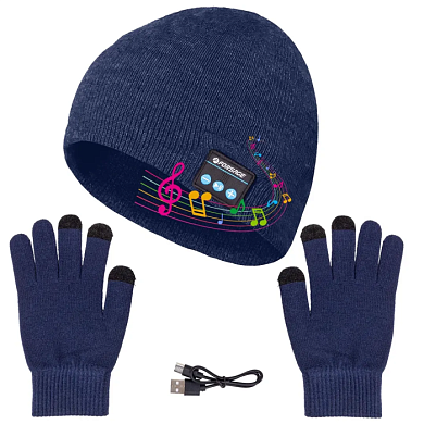 Шапка 20х22 см, перчатки, темно-синий Forsage F-111(Dark Blue)