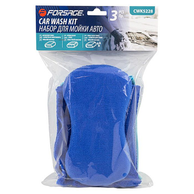 Набор для мойки а/м 3 пр. салфетки, губка Forsage F-CWK5228
