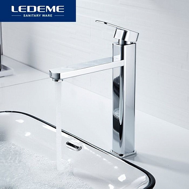 Смеситель для накладного умывальника, цинк, хром Ledeme L1133
