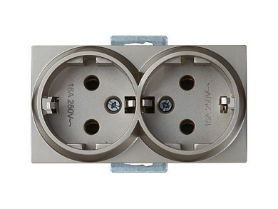 Розетка 2-ая, скрытая, с/з, керамика, титан, RITA, 16 A, 250 V, IP 20, Mutlusan 22002000283
