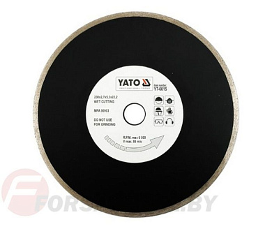 Круг алмазный 230x22,2х2,7 мм сплошной Yato YT-6015