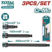 Набор ударных удлинителей 75, 150, 250 мм 1/2" 3 пр TOTAL THISEB12031