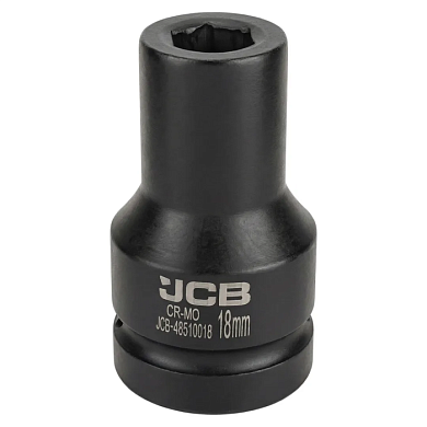 Глубокая ударная головка 18 мм 6-гр 1'' JCB JCB-48510018