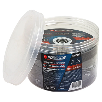 Круг отрезной по металлу и нержавеющей стали 125x1.0x22.2 мм 50 шт Forsage F-CW705S[к-т 50 шт.]