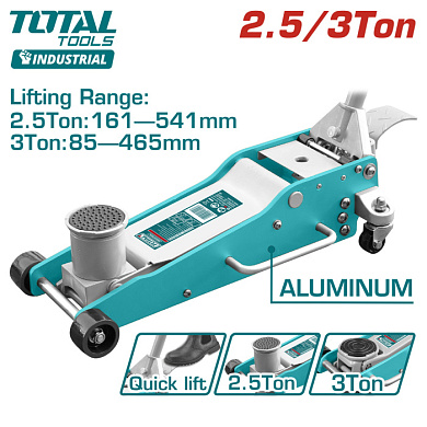 Домкрат гидравлический подкатной 2,5-3 т, 85-541 мм TOTAL THT108253