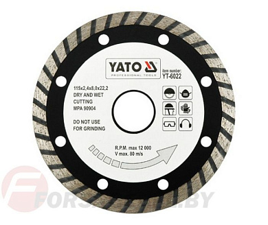 Круг алмазный 115x22,2 мм турбо Yato YT-6022