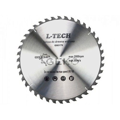 Диск пильный с напаянными зубцами из твердых сплавов 600х32х40T Geko G00179