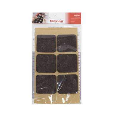 Подкладка самоприлипающая фетровая 40х40мм (1лист-6шт) коричневая FOLMAG 110320