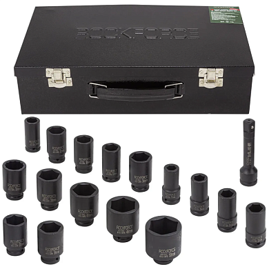 Набор головок ударных глубоких 3/4'' 16 пр 6-гр 17-50 мм, 12-гр 36 мм RockForce RF-6163-5MPB