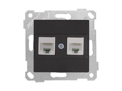 Розетка компьютерная 2xRJ45, Cat5e, скрытая, без рамки, черная, RITA, Mutlusan 22001380184