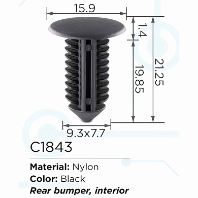 Клипса для крепления внутренней обшивки а/м Рено пластиковая, 100 шт Forsage C1843(Renault)