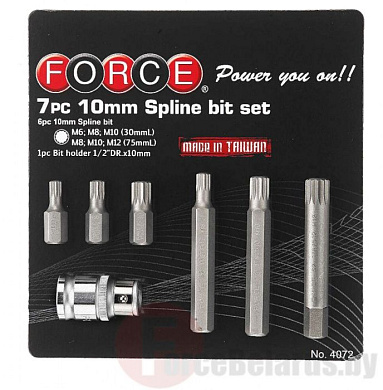 Набор бит Spline M6-M12 7 пр. 10 мм Force 4072