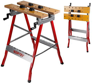 Верстак складной WB 1560 в кор.МДФ, 605x640x800 мм, регулировка столешницы, нагрузка до 150 кг WORTEX 1334737