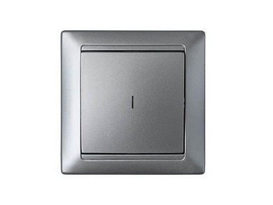 Выключатель 1 клав., cкрытый, 10А, со световой индикацией, серебро, Стиль, Bylectrica С1 10-813сер