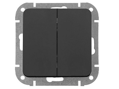 Выключатель 2 клав., cкрытый, 10А карбон, Аструм, Bylectrica С5 10-3502карб