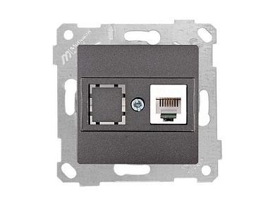 Розетка телефонная 1хRJ12, скрытая, без рамки, дымчаиая, RITA, Mutlusan 22001250195