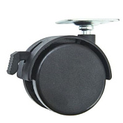 Колесо меб. пласт. d50 с площадкой с торм., черный AKS 11080