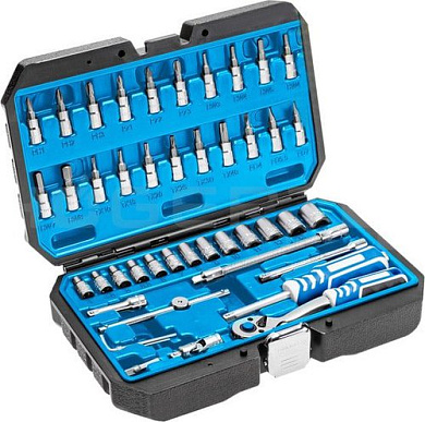 Набор инструментов 1/4" 46 пр, 6-гр,. CrV Hoegert HT1R416