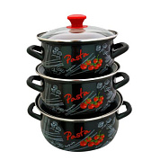 Набор кастрюль Бооньезе-1-ЭКСТРА (2/3/4 л, черные Россия Керченский металлургический завод 61915-БОЛОНЬЕЗЕ