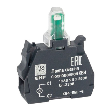 Лампа сменная c основанием XB4 зеленая 230В EKF PROxima XB4-EML-G