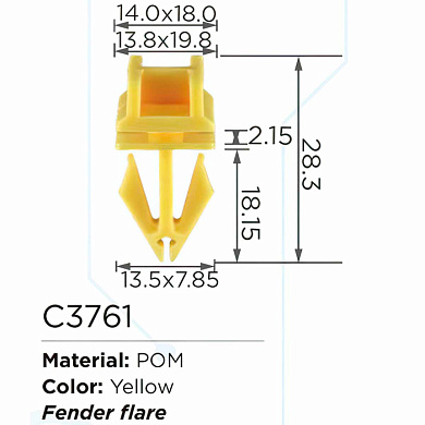 Клипса для крепления внутренней обшивки а/м Форд, пласт., 100 шт Forsage C3761(Ford)