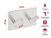 Планка самоклеящаяся 2 крючка SWAN, нержавеющая сталь, карт.уп., Perfecto Linea 35-008000