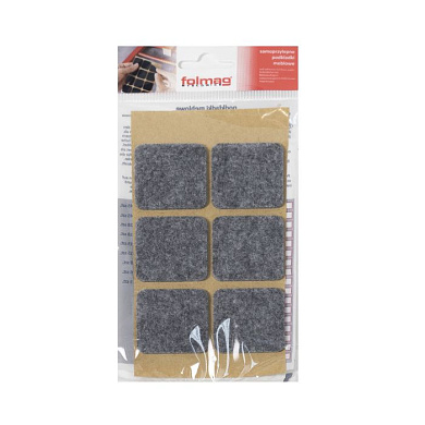 Подкладка самоприлипающая фетровая 40х40мм (1лист-6шт) серая FOLMAG 110821