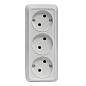 Рим Розетка 3-местная 10А без заземления белая EKF ENR10-202-10