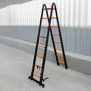 Лестница-стремянка телескопическая алюм. бытовая 2.5+2.5 м, 8+8 ступ. ISMA ISMA-UP250-M