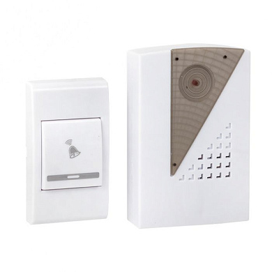 Звонок беспр, на батарейках 004 (бел,-сер, 36 мелод, с индик, 2х1,5В АA дист, 80м,) EKF Basic DBB-A-004