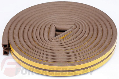 Уплотнитель для окон и дверей тип D 9х7.4мм/6м коричневый Vorel 76762