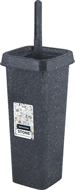 Набор для туалета Stone закрытый, ершик + подставка темный камень Пластик Репаблик SC340911026