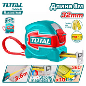 Рулетка усиленная с магнитом 8м TOTAL TMT80832M