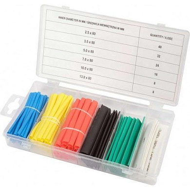 Набор термоусадочных трубок 2.5-13/80 мм цветные 128 пр. Yato YT-068668