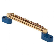 Шина "0" N (8х12мм) 16 отверстий латунь 2 синих угловых изолятора EKF PROxima sn0-125-16-2