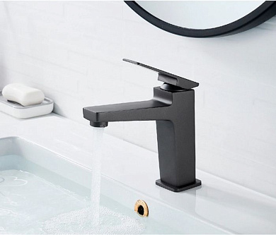 Смеситель для умывальника, раковины, латунный, графит L1078U Ledeme