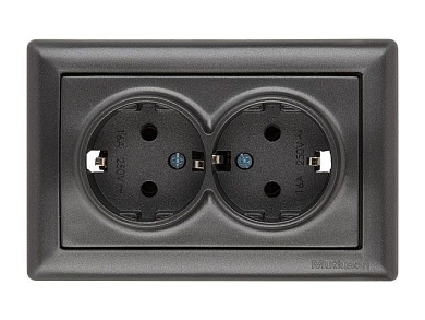Розетка 2-ая, скрытая,с/з, керамика, дымчатая, DARIA, 16 A, 250 V, IP 20, Mutlusan 21202000295