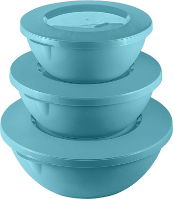 Набор мисок HELSINKI с крышками 3 шт (5л, 3л, 2 л) голубой океан Пластик Репаблик PT127910046